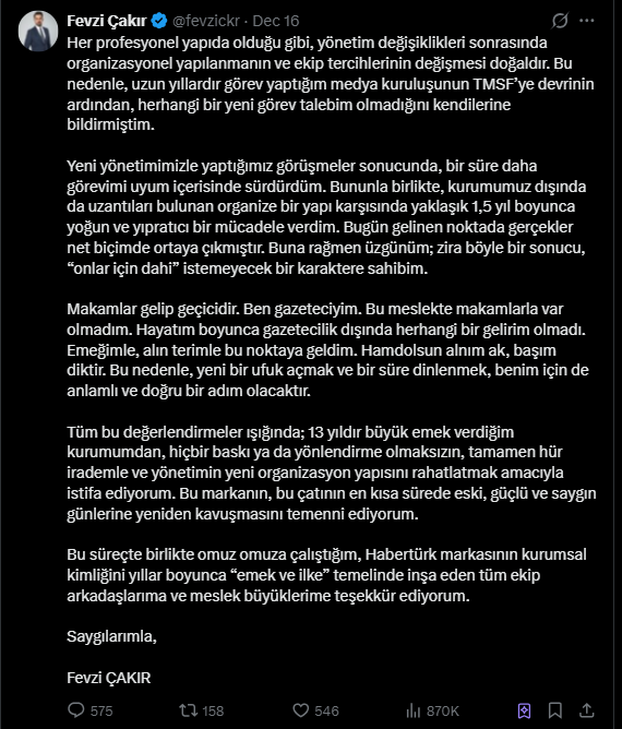 Fevzi Çakır Habertürk’ten Istifa Etti-1