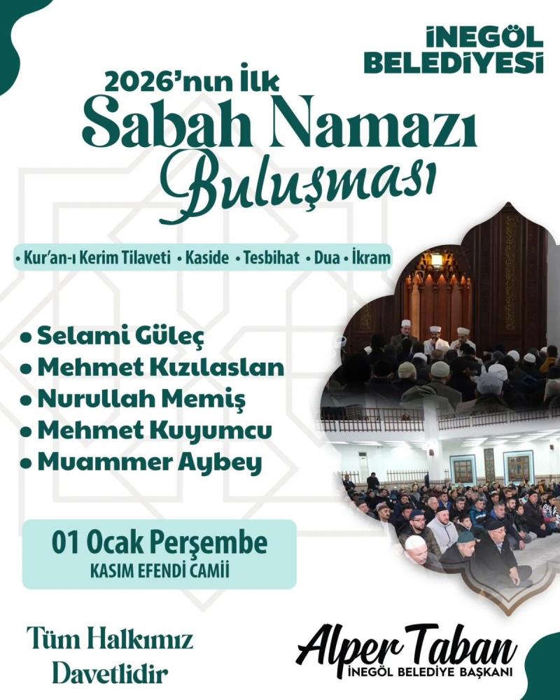 İnegöl’de 2026’Nın İlk Sabah Namazı Kasım Efendi Camii’nde!