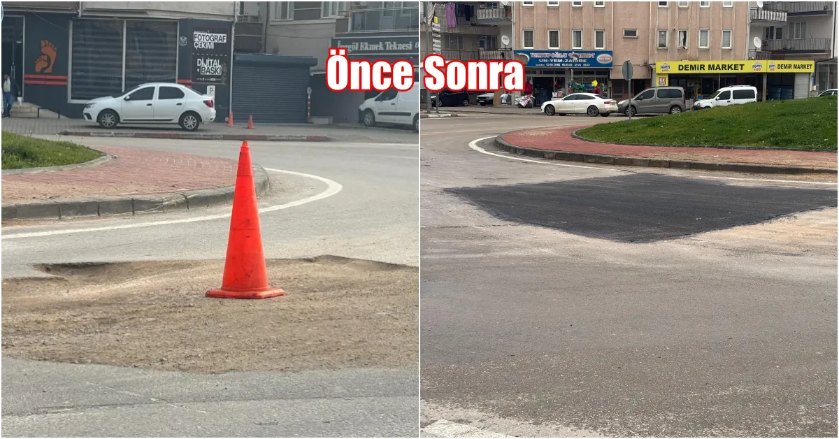 İnegöl’de Buski̇ Kazısı Sonrası Oluşan Çukur Asfaltlandı