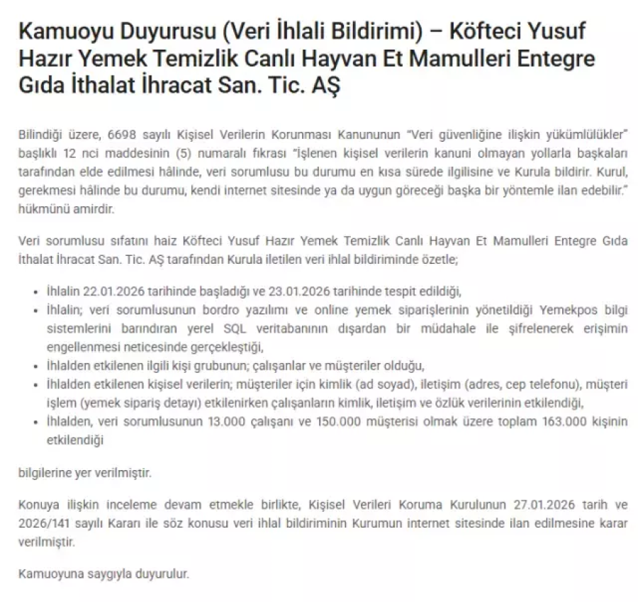 163 Bin Kişinin Verileri Çalındı