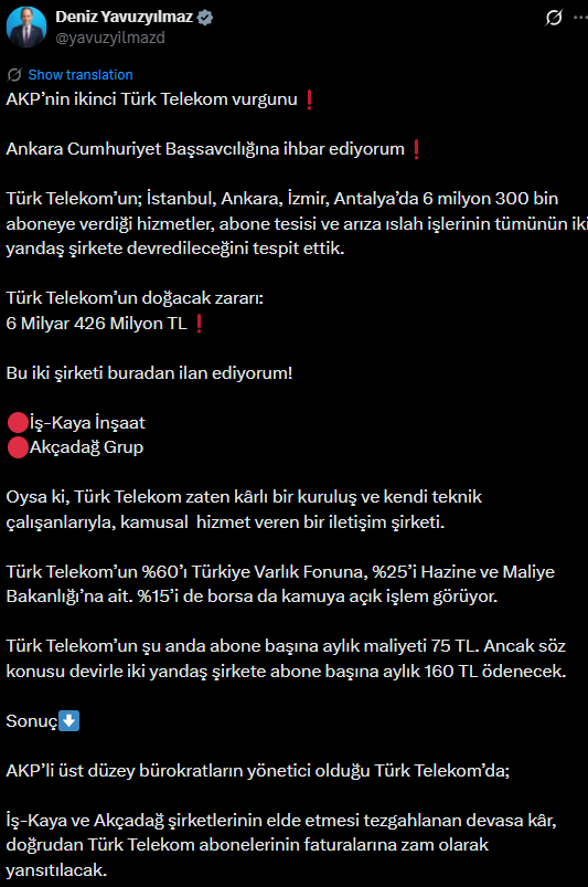 Chp'li Yavuzyılmaz Şirketleri Açıkladı, 'Ihbar Ediyorum' Dedi