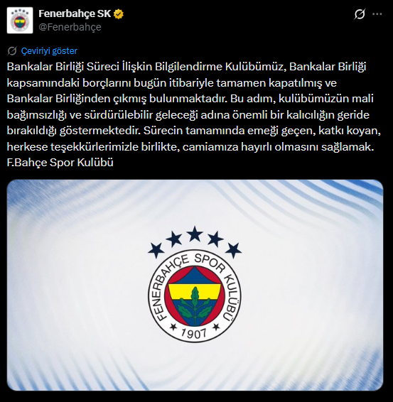 Fenerbahçe, Bankalar Birliği Anlaşmasından Çıktığını Resmen Açıkladı D
