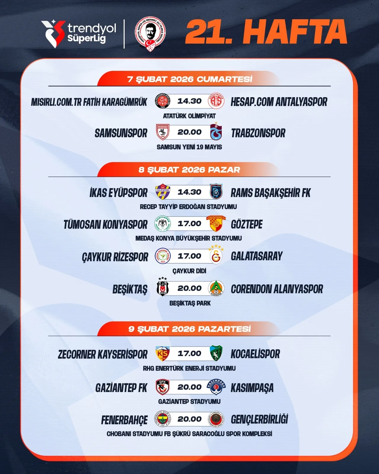 Süper Lig'de 3 Haftalık Program Açıklandı Dev Derbi 14 Şubat’ta (2)