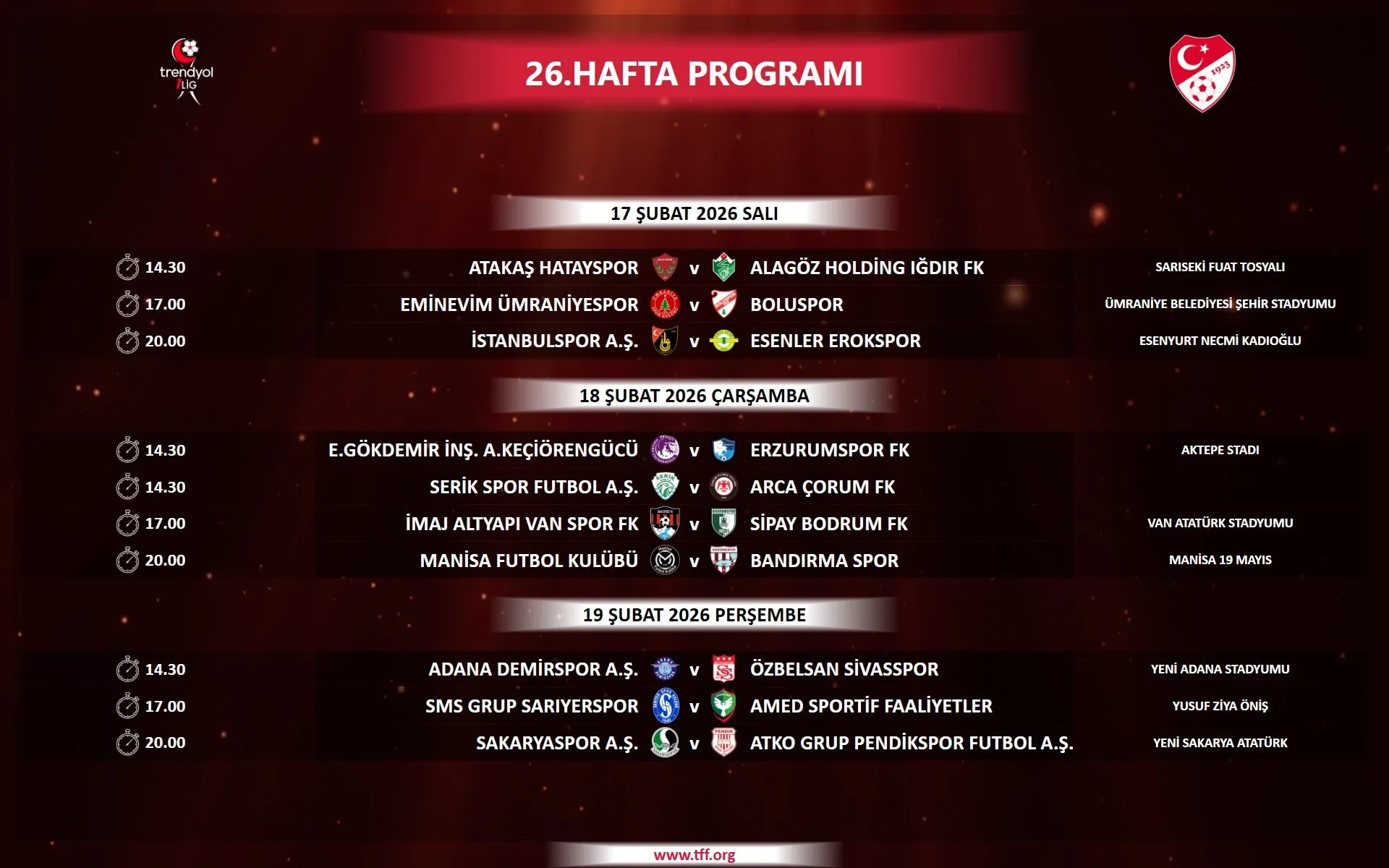 Trendyol 1. Lig'de 5 Haftalık Maç Programı Belli Oldu (2)