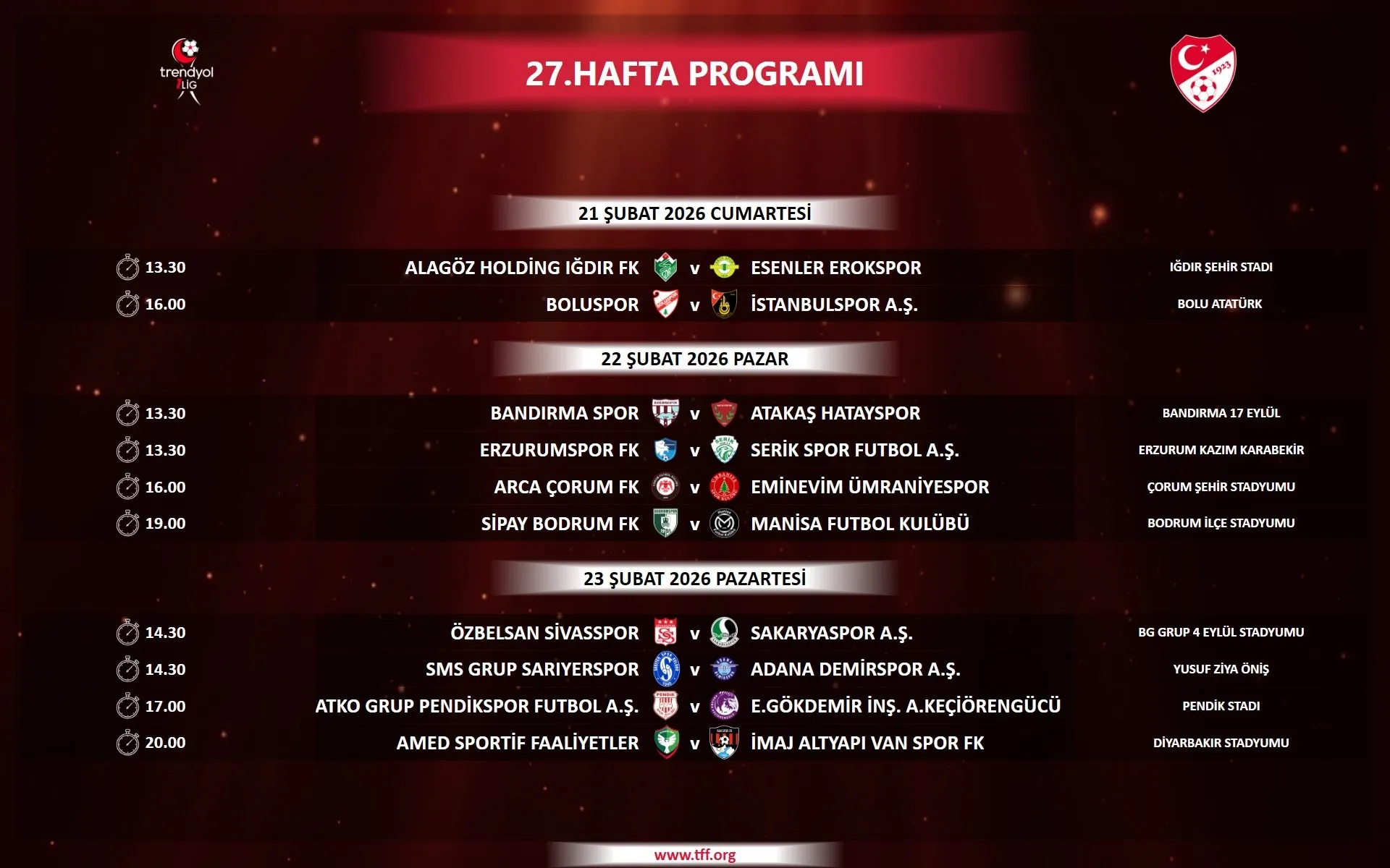 Trendyol 1. Lig'de 5 Haftalık Maç Programı Belli Oldu (3)