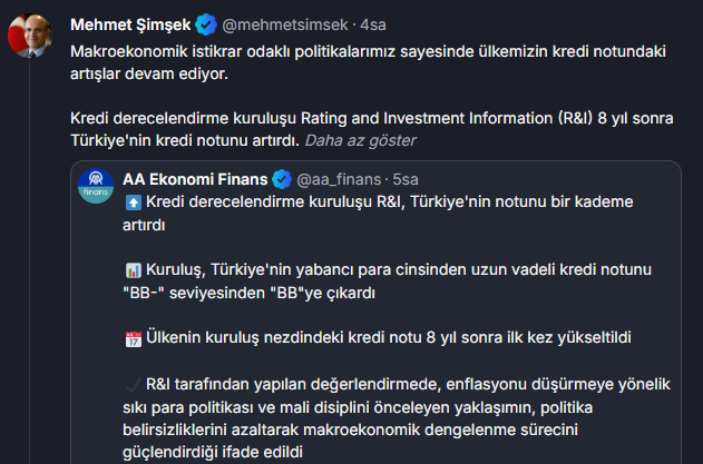 8 Yıl Sonra Bir İlk! Türkiye'nin Kredi Notu Yükseldi!