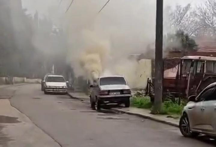 Bursa’da Park Halindeki Otomobil Alevlere Teslim Oldu (2)