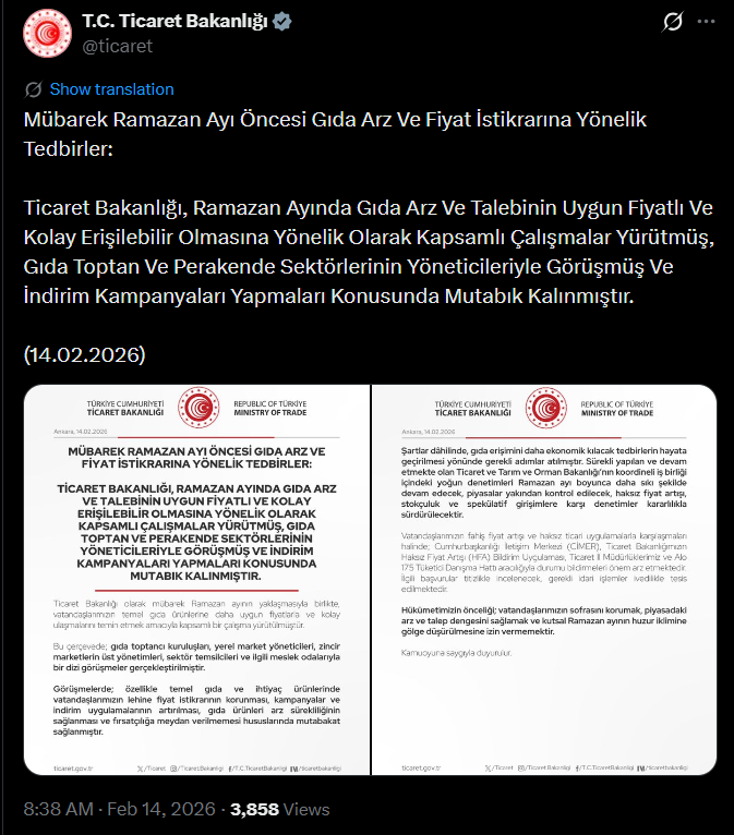 Ticaret Bakanlığı'ndan 'Ramazan' Müjdesi! Gıdada Kampanya Ve Indirimler Artırılacak Gg