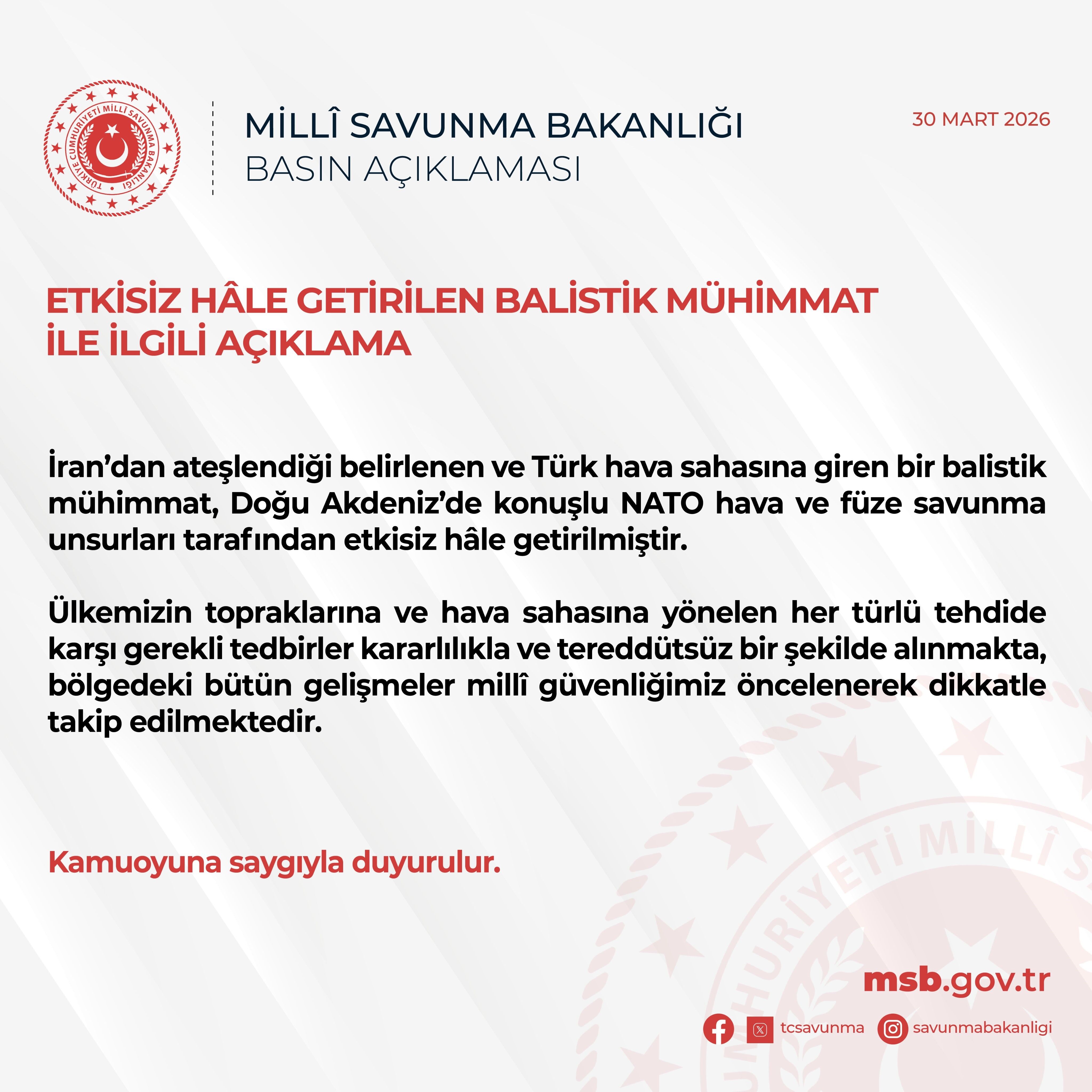 Türk Hava Sahasına Giren Balistik Füze Imha Edildi-1