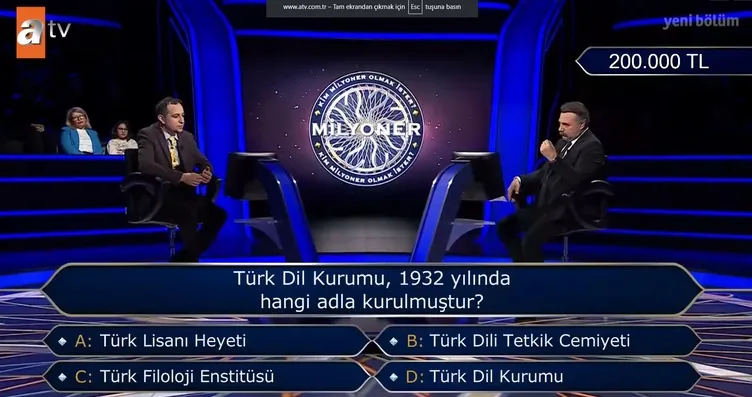 0X0 Turk Dil Kurumu 1932 Yilinda Hangi Adla Kurulmustur Kim Milyoner Olmak Isterde Soruldu 1776022965691