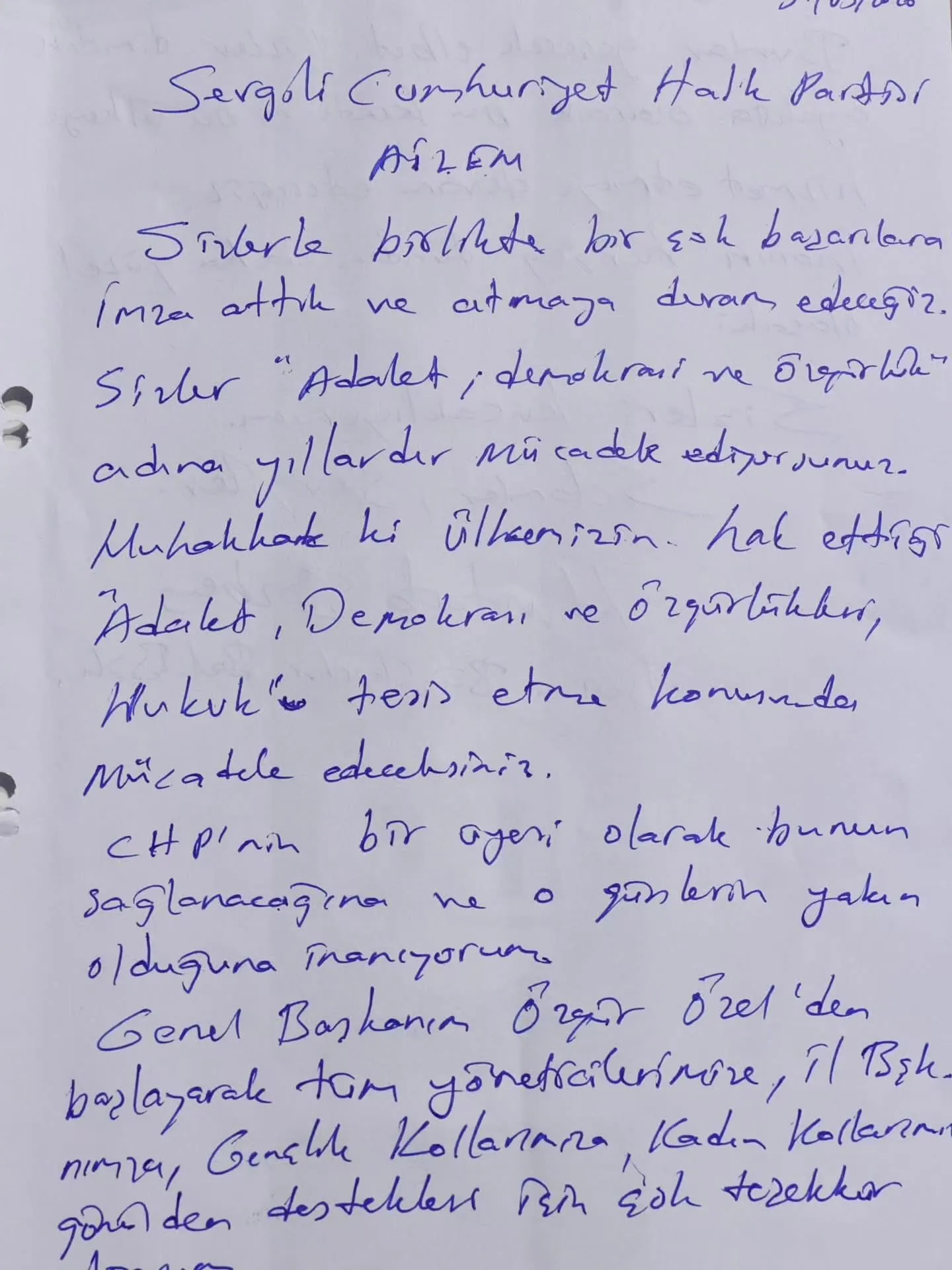 Gözaltındaki Mustafa Bozbey'den Chp'ye Mektup (2)