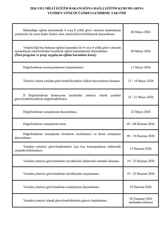 Meb 2026 Yönetici Görevlendirme Takvimini Duyurdu! Başvurular Mayıs’ta Başlıyor
