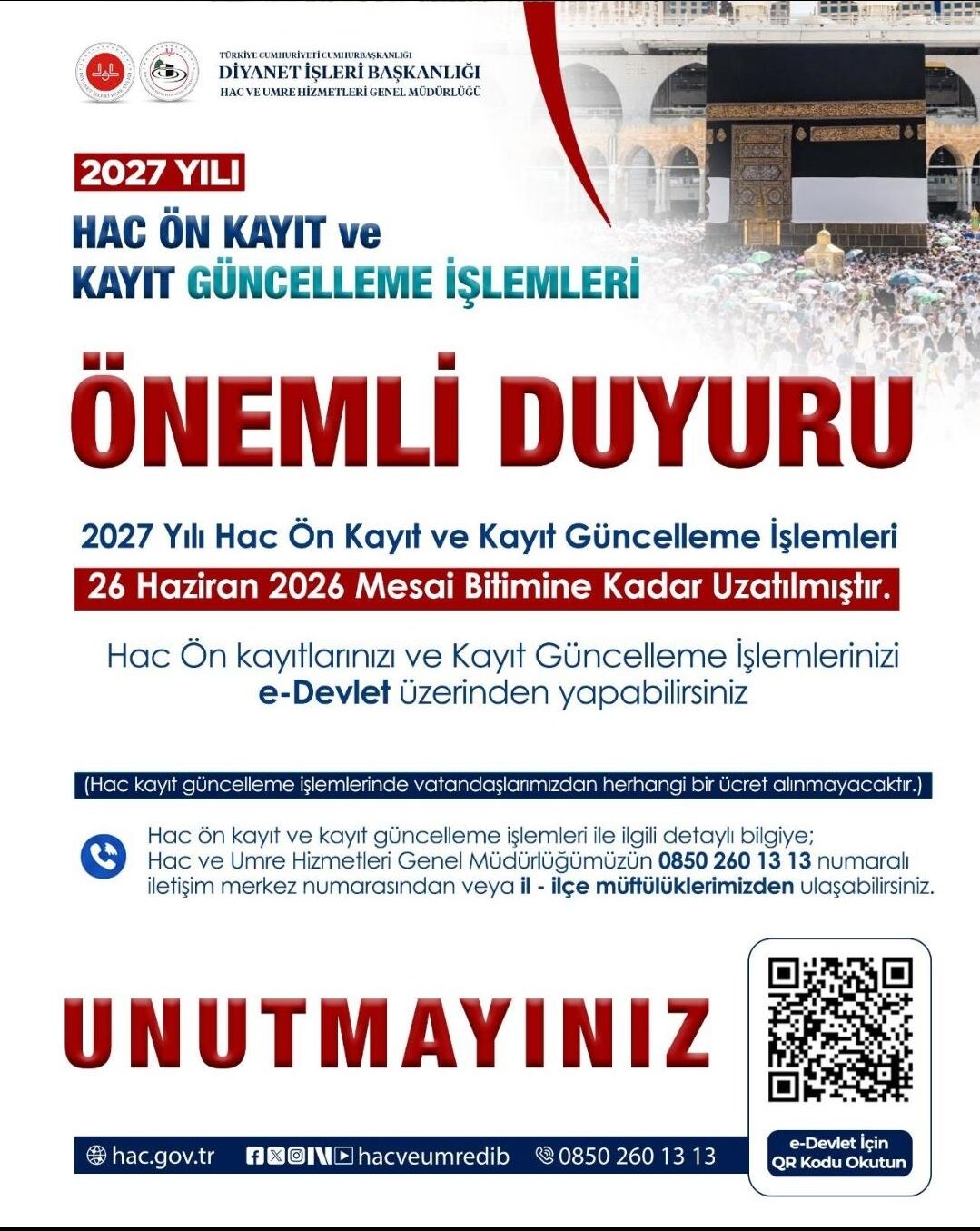 2027 Hac Ön Kayıt Süresi Uzatıldı!
