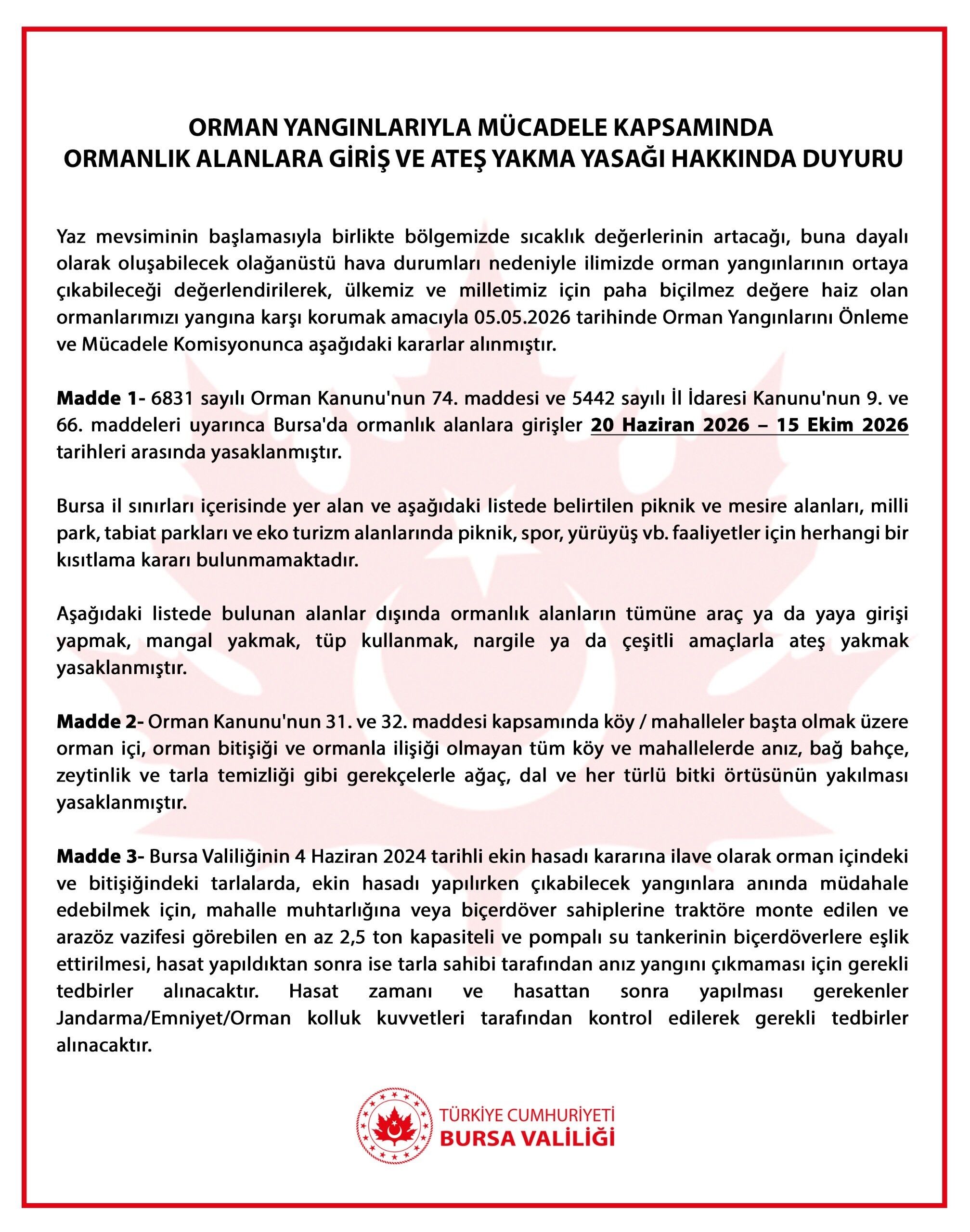 Bursa'da Ormanlara Girişler Yasaklandı (4)