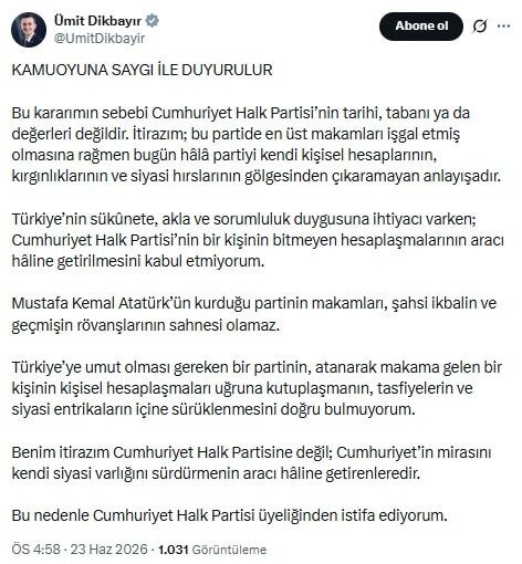 Chp'de Istifa Deprem Sürüyor