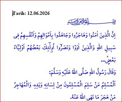 Cuma Hutbesi Ayet 12.06.2026