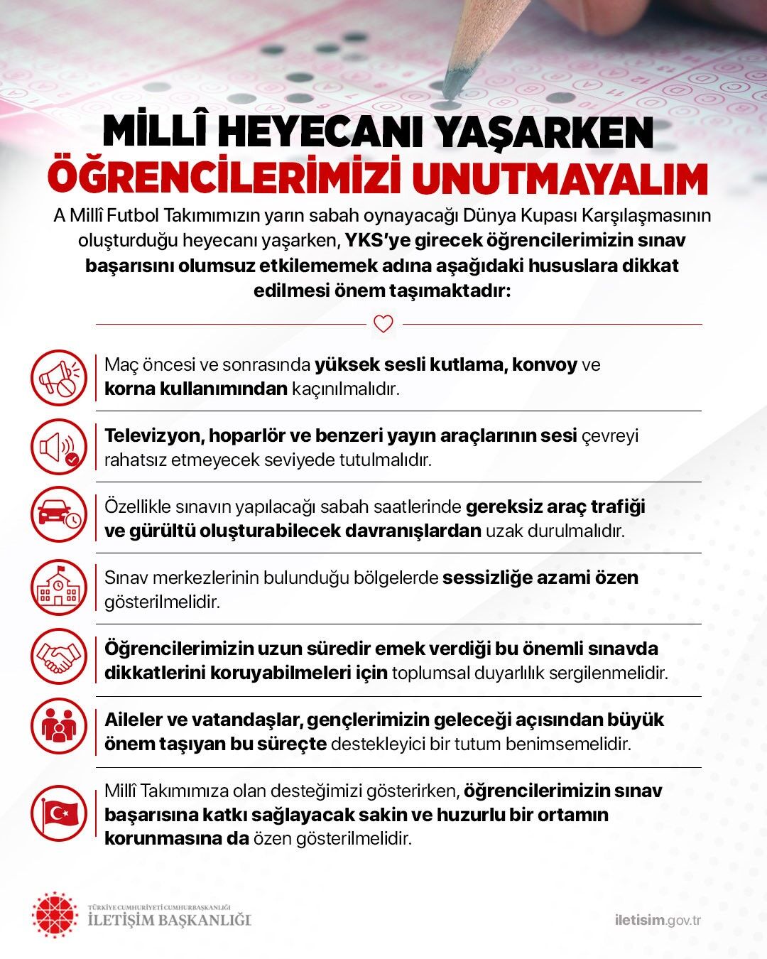 İletişim Başkanlığı’ndan Yks Öncesi Milli Maçı Uyarısı