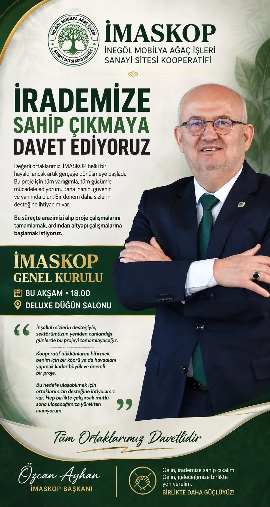 İmaskop'ta Kritik Gün! Başkan Ayhan'dan Ortaklara İradenize Sahip Çıkın Çağrısı
