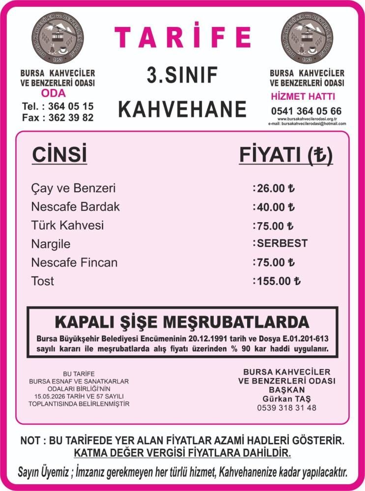 Bursa’da Çay Ve Kahve Fiyatlarına Zam! (3)