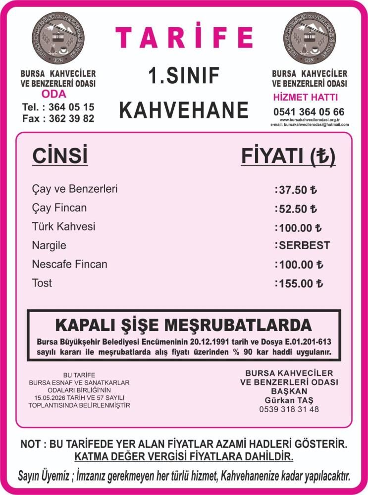 Bursa’da Çay Ve Kahve Fiyatlarına Zam! (5)