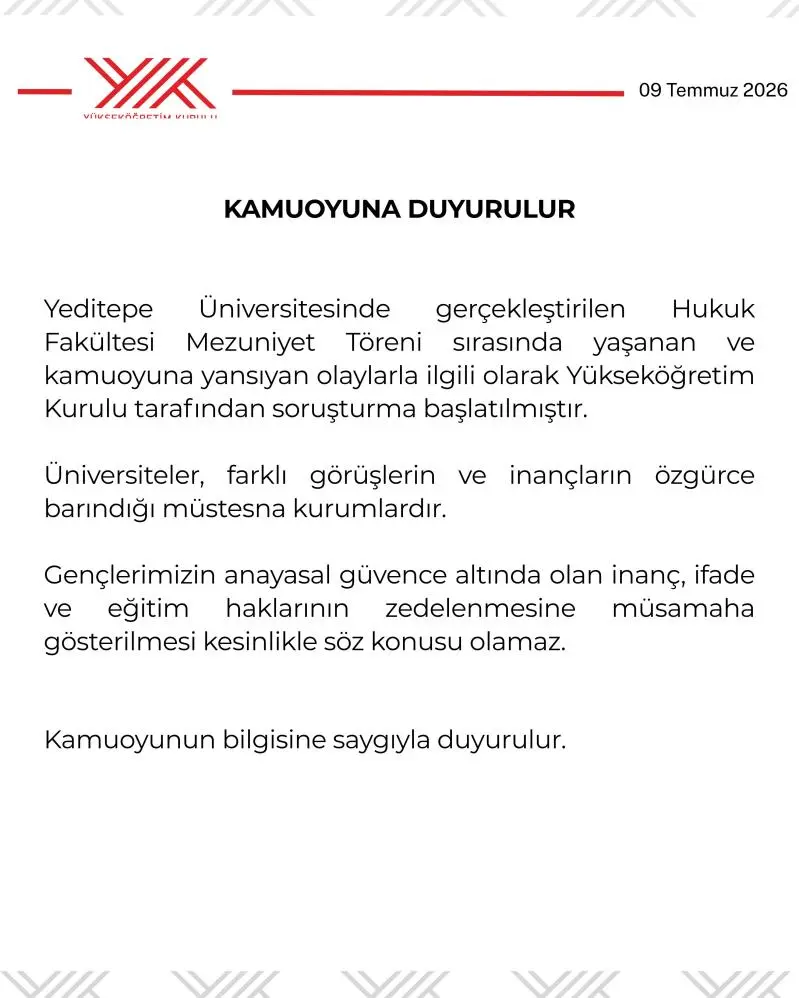 Genç Gazete Yök’ten Yeditepe Üniversitesi’ndeki Mezuniyet Törenine Soruşturma Başlattı