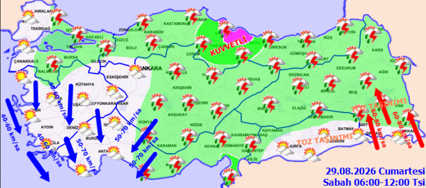 Bugün Türkiye’de Fırtınalar Esecek! Meteoroloji 26 Ili Uyardı 29 Ağustos Hava Durumu (1)