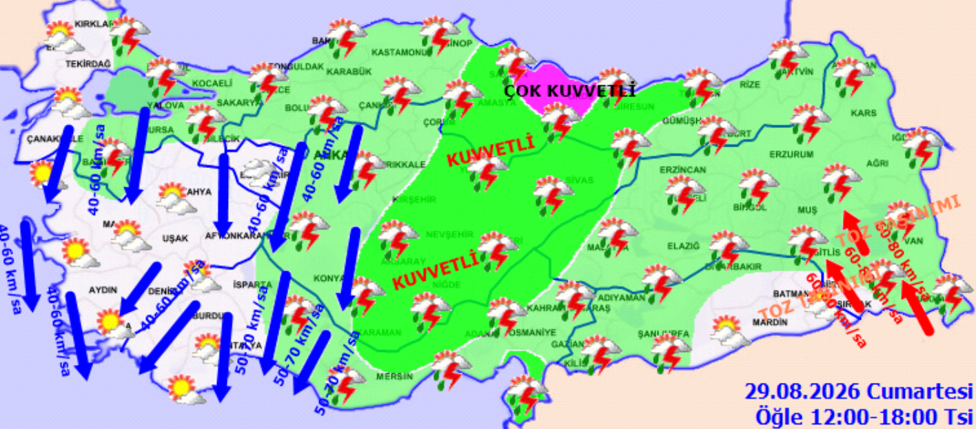 Bugün Türkiye’de Fırtınalar Esecek! Meteoroloji 26 Ili Uyardı 29 Ağustos Hava Durumu (2)