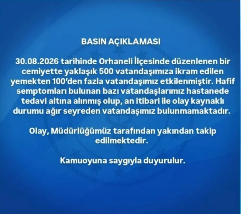 Bursa’da 100’Den Fazla Kişi Hastanelik Oldu! İl Sağlık Müdürlüğü’nden Açıklama Geldi (5)