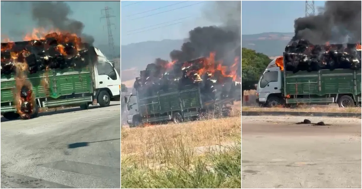Bursa’da Saman Yüklü Kamyonet Alevlere Teslim Oldu (2)