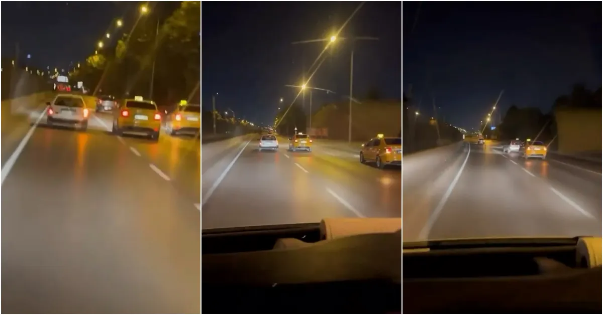 Bursa’da Trafikte Tehlikeli Anlar İki Taksi Otomobili Sıkıştırdı