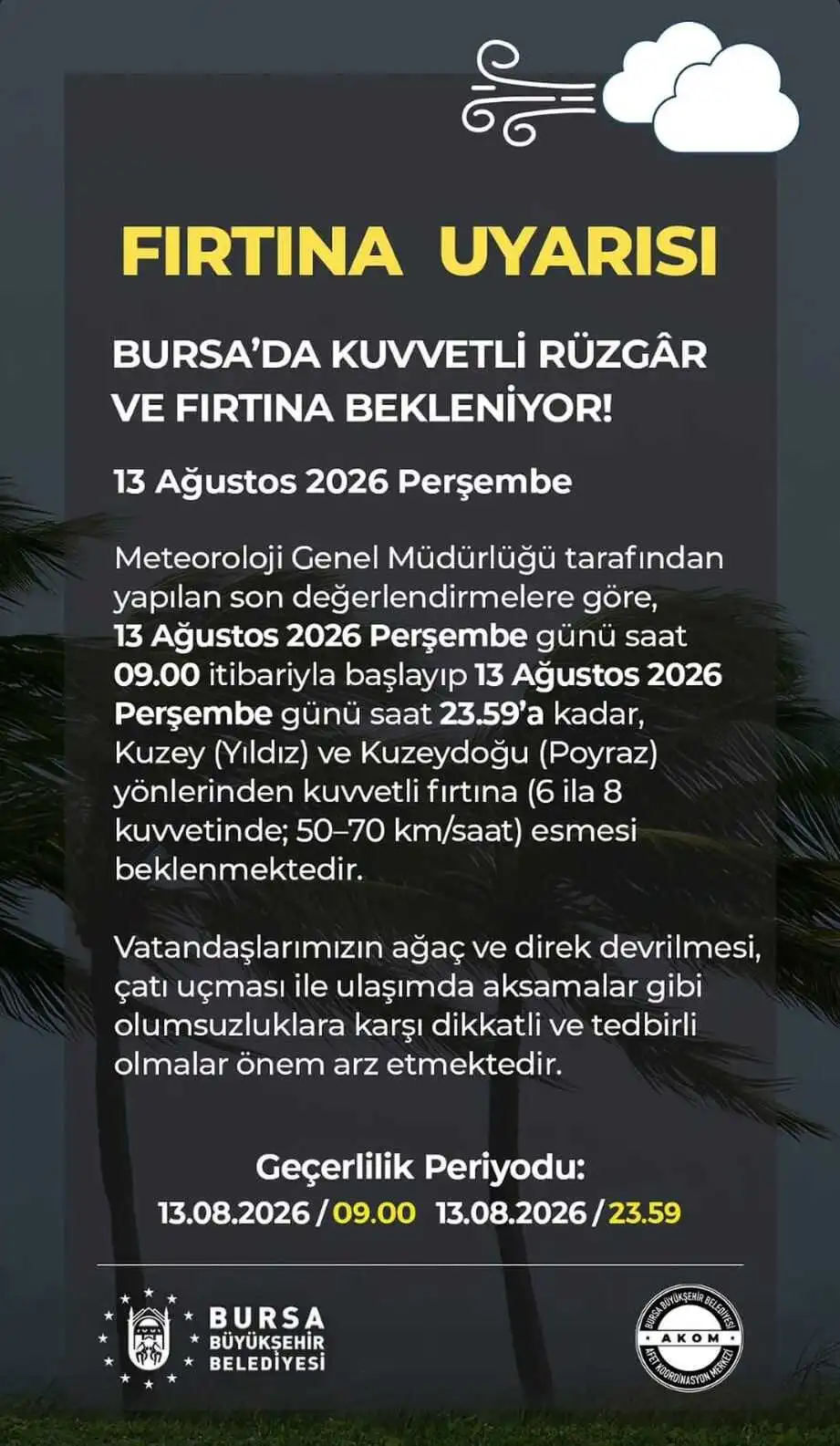 Genç Gazete Bursa’da Fırtına Alarmı! Saat Verildi 1