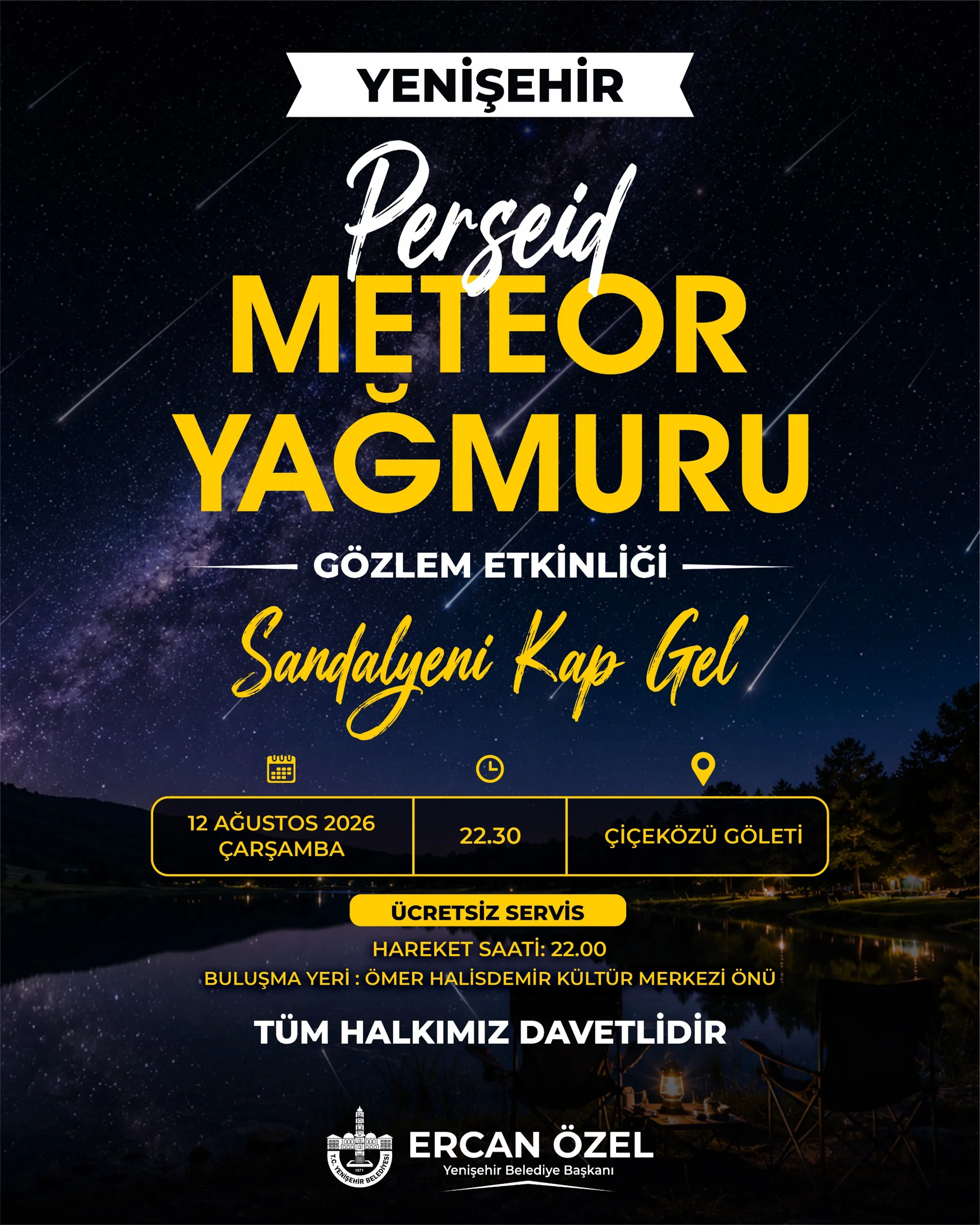 Genç Gazete Yenişehir Belediyesi’nden Gökyüzü Şölenine Davet! Perseid Meteor Yağmuru Çiçeközü Göleti’nde İzlenecek (1)