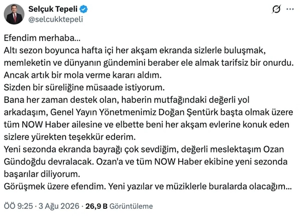 Selçuk Tepeli Now Tv’ye Veda Etti! Yerini O İsme Devretti (2)