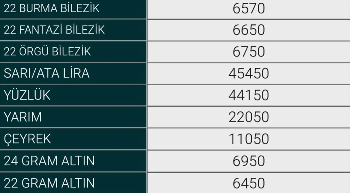 1 Eylül I Negöl Altın Fiyatlaır