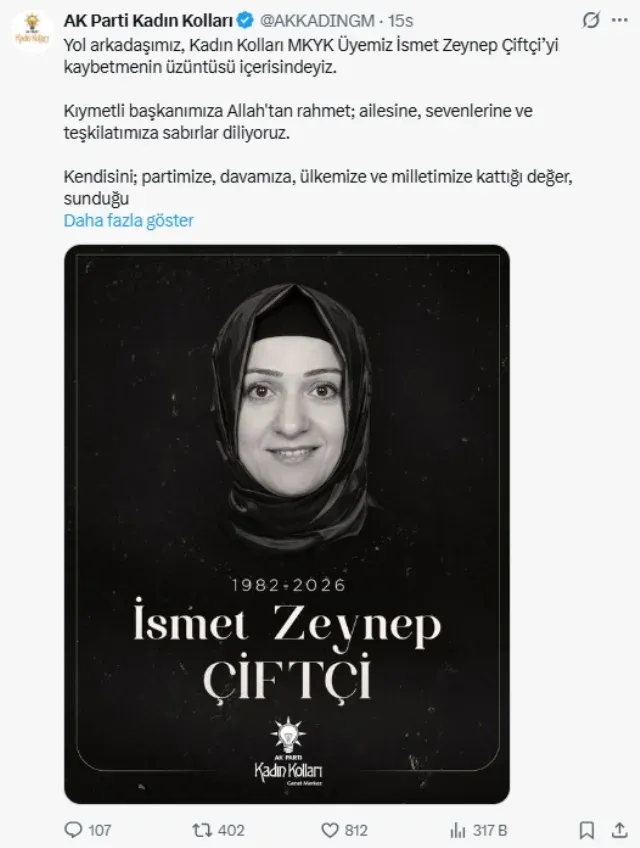 Ak Parti Kadın Kolları Mkyk Üyesi İsmet Zeynep Çiftçi Hayatını Kaybetti! Erdoğan Başsağlığı Mesajı Paylaştı (2)