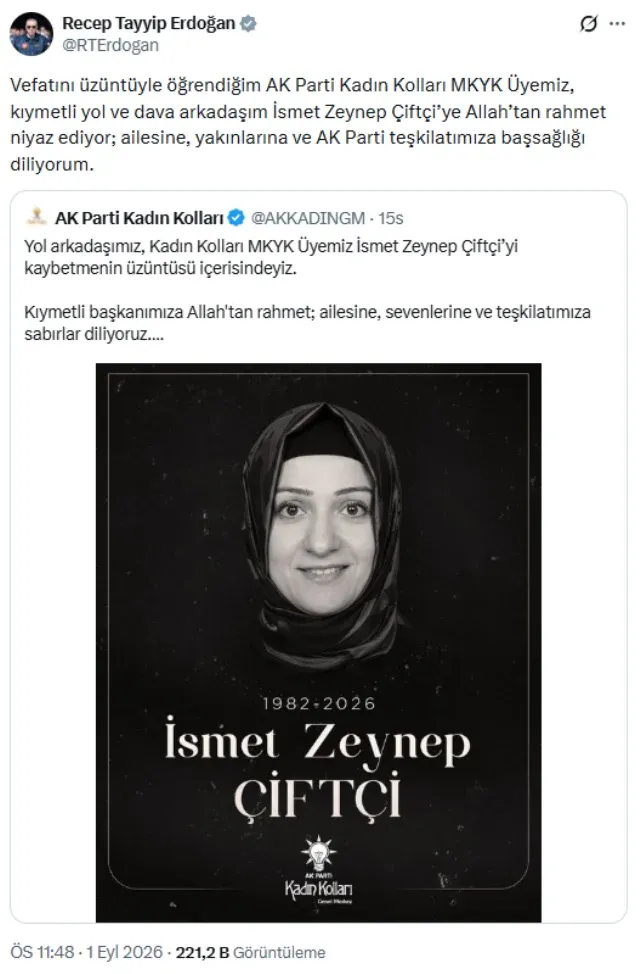 Ak Parti Kadın Kolları Mkyk Üyesi İsmet Zeynep Çiftçi Hayatını Kaybetti! Erdoğan Başsağlığı Mesajı Paylaştı (3)