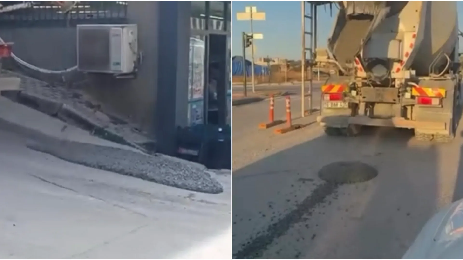 Bursa’da Beton Mikserinden Yola Beton Döküldü Sürücüler Zor Anlar Yaşadı