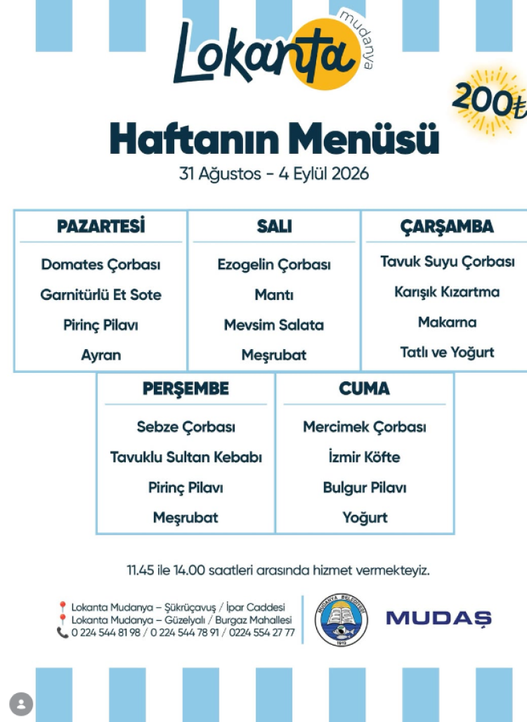 Bursa'da Kent Lokantalarının Eylül Menüleri Açıklandı İlçelere Göre Fiyatlar Ve Program (2)