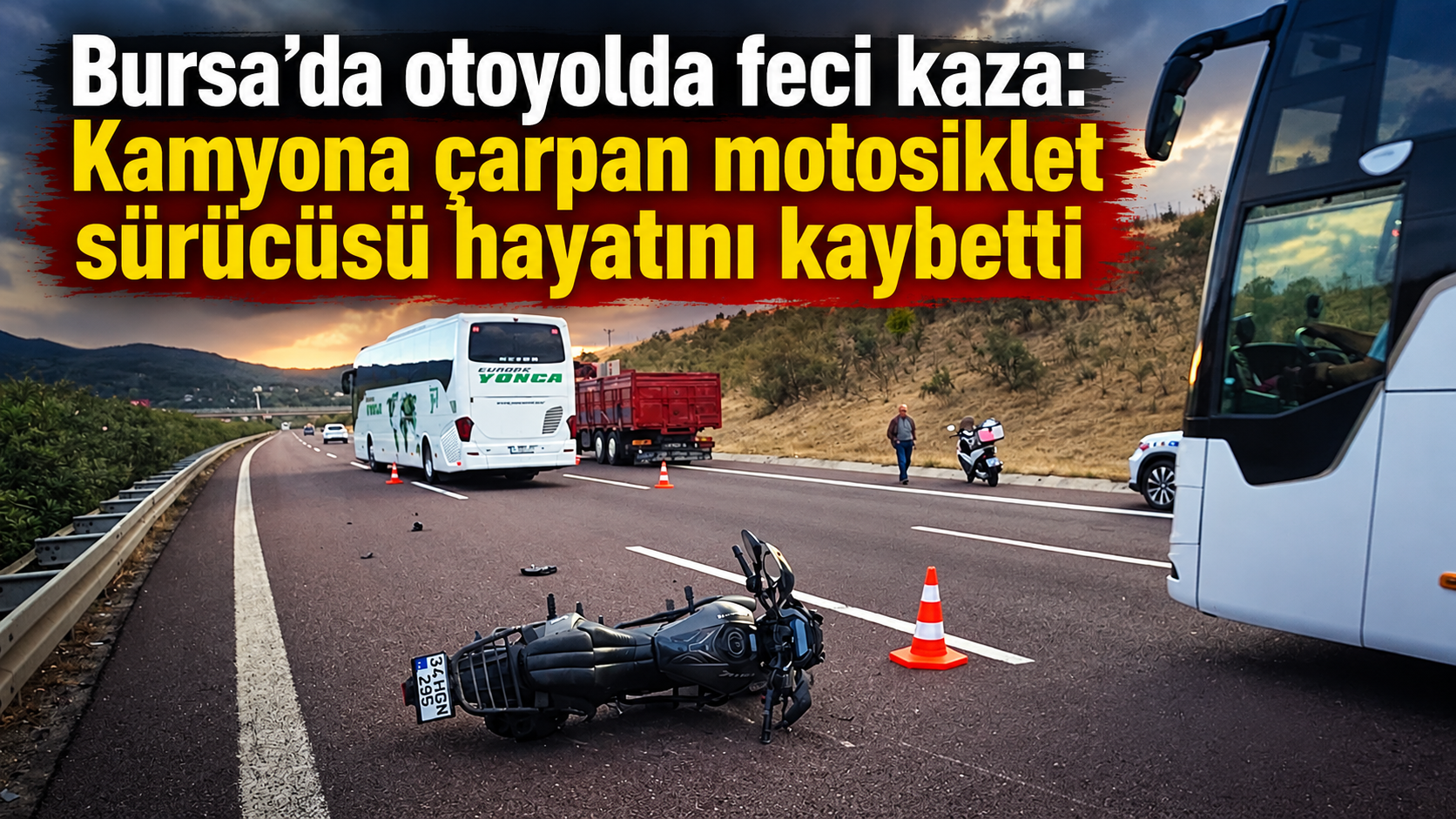 Bursa’da otoyolda feci kaza: Kamyona çarpan motosiklet sürücüsü hayatını kaybetti