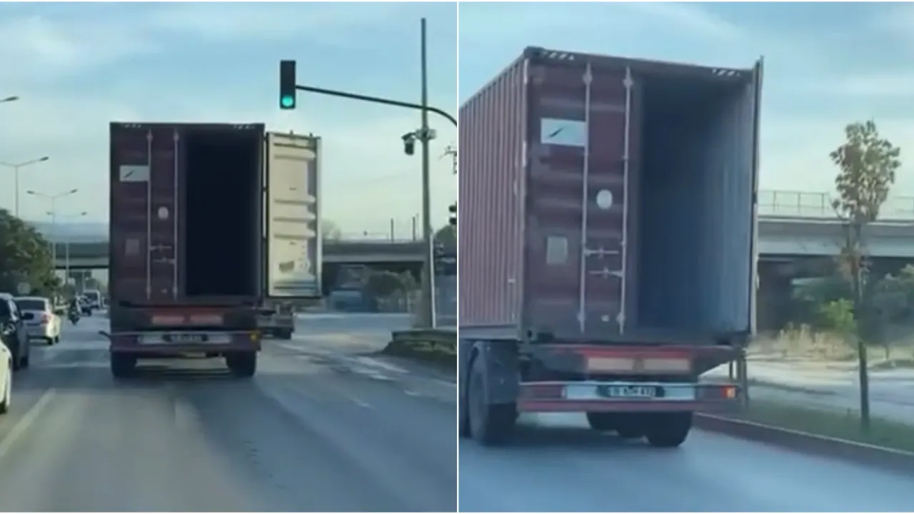 Bursa’da tırın açık kalan dorse kapağı tehlike saçtı