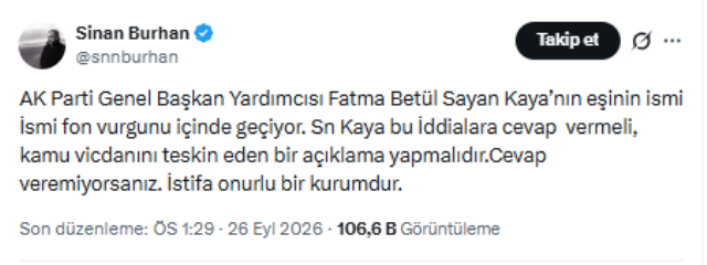 Şamil Tayyar'dan Fatma Betül Sayan Kaya'ya Tepki (1)-1