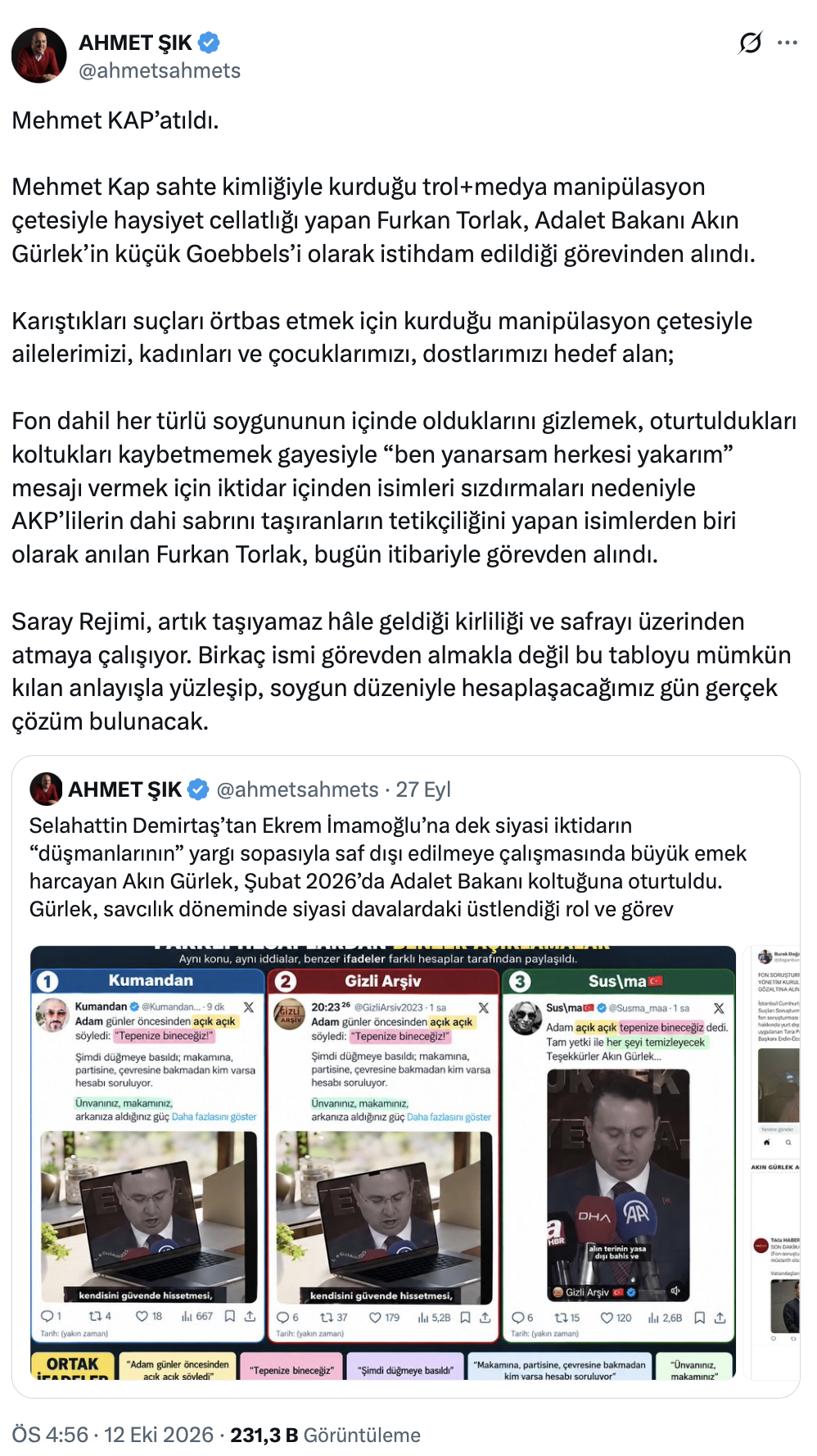Ahmet Şık’tan Furkan Torlak Iddiasıgörevden Alındığını Öne Sürdü1