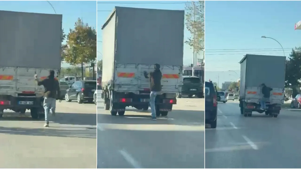 Bursa’da Çocuğun Kamyonet Arkasındaki Tehlikeli Yolculuğu Kamerada Gencgazete
