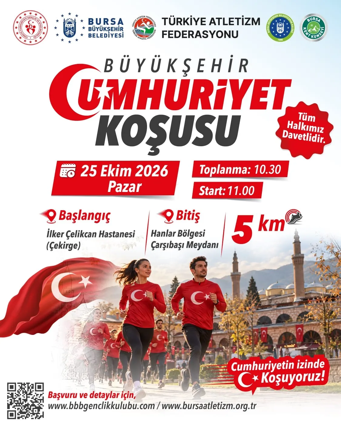 Bursa'da Cumhuriyet'in 103. Yılına Özel Koşu! 25 Ekim'de 5 Kilometrelik Parkurda Buluşacaklar (1)
