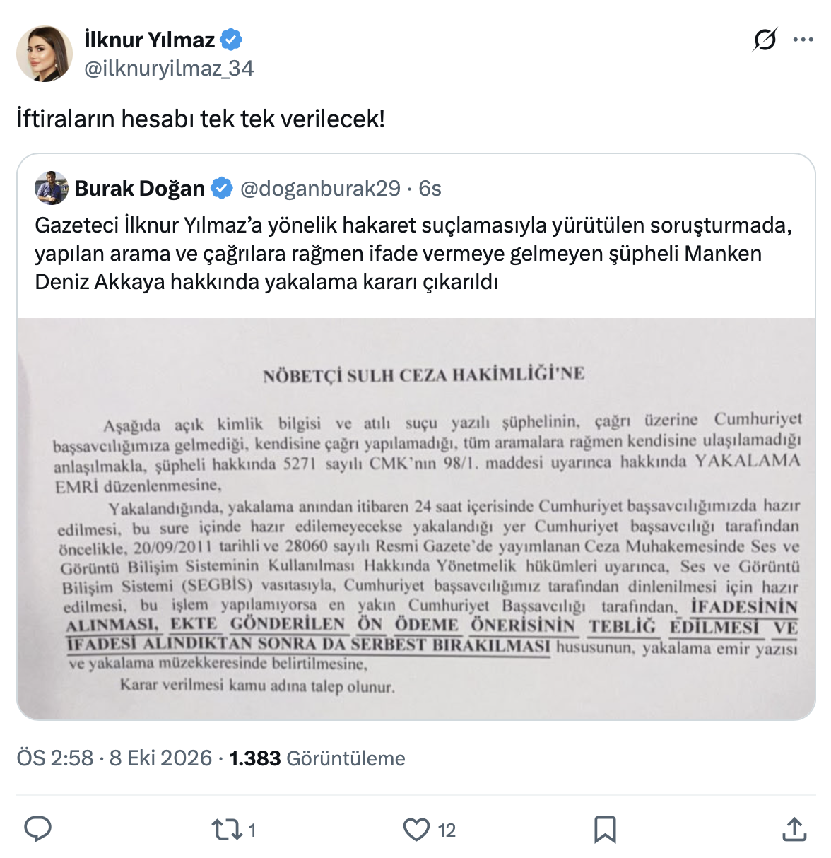 Deniz Akkaya Hakkında Yakalama Kararı Çıkarıldı1