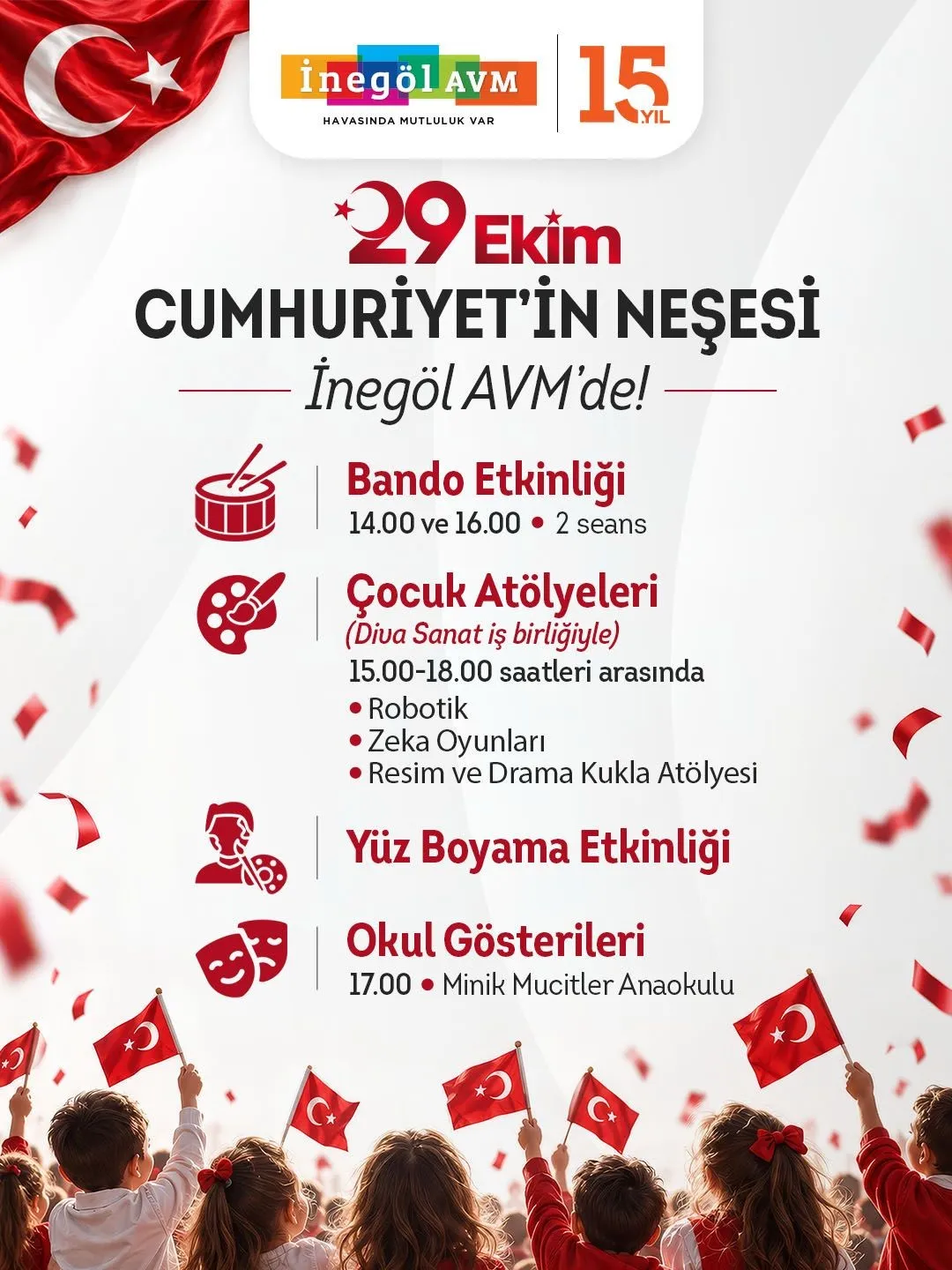 İnegöl Avm'de 29 Ekim'e Özel Etkinlikler! İşte Ekim Ayı Programı