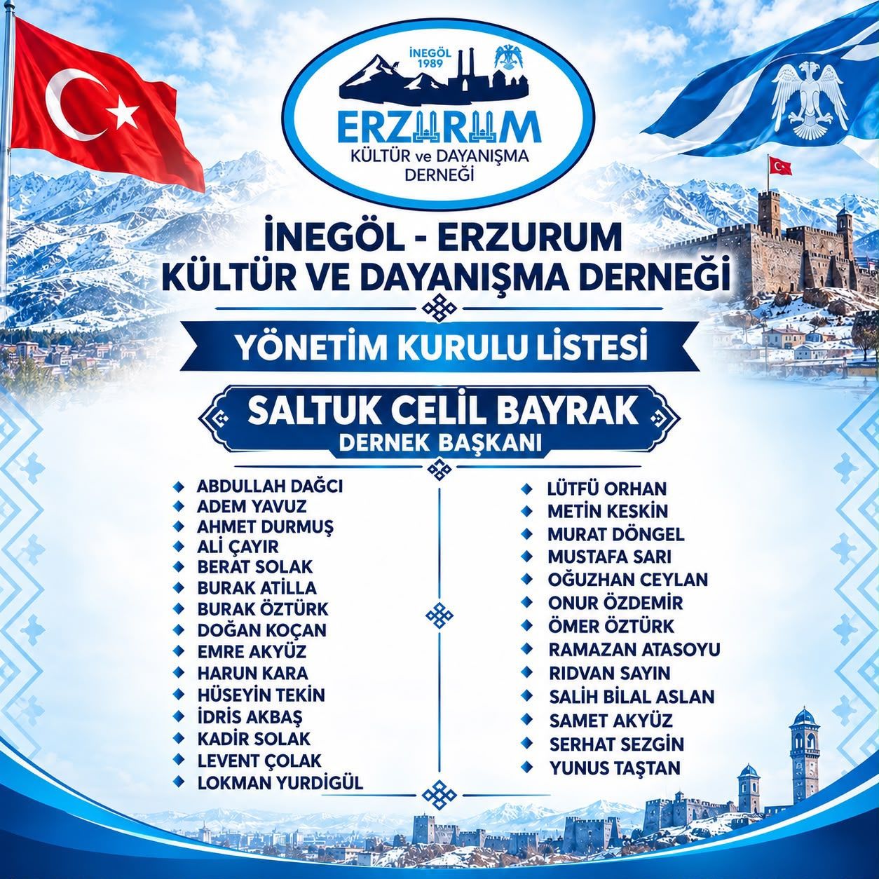 İnegöl Erzurumlular Derneği’nde Yeni Dönem! Saltuk Celil Bayrak Ve Yönetimi Göreve Başladı (1)